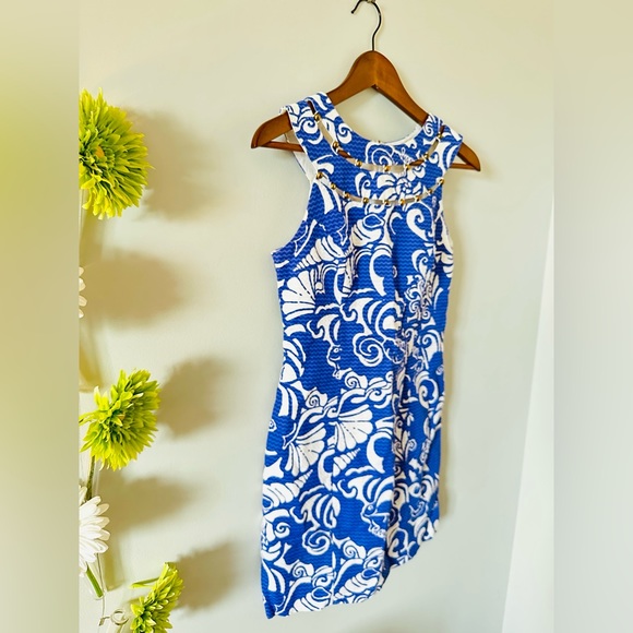 Lilly Pulitzer | Blue Tide Pools Beaded Shift Dress - Picture 10 of 15